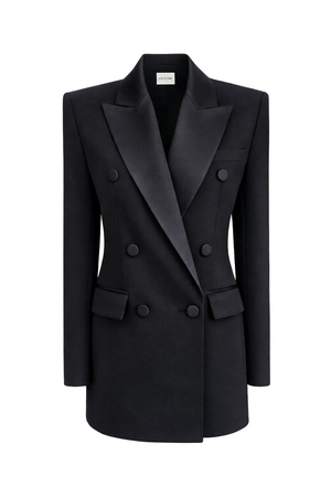 Grace Tuxedo Blazer in Obsidian, front view
