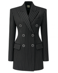 LeDoré Gia Blazer Dress Silver Pinstripe