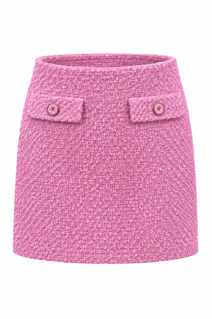 Mabel Tweed Skirt in Bonbon Pink, front view