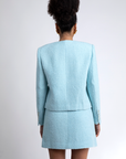 Mabel Tweed Suit in Powder Blue, styled on model