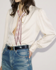 Maggie Tie Silk Blouse in Cloud Dancer, back view