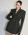 LeDoré Gia Blazer Dress Silver Pinstripe