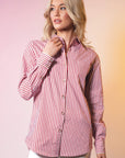 LeDoré Classic Shirt Bordeaux Stripe Cotton - LEDORÉ