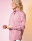 LeDoré Classic Shirt Bordeaux Stripe Cotton - LEDORÉ
