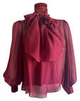 LeDoré Isa Pussy Bow Blouse Black Cherry Silk - Sweepstake Winners™