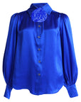 LeDoré Rosette Blouse - Cobalt Silk - Sweepstake Winners™