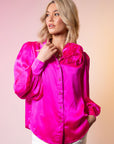 LeDoré Rosette Blouse Fuchsia Silk - LEDORÉ