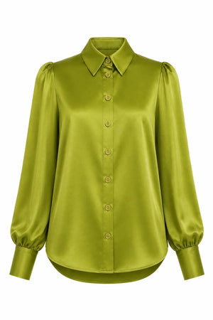 Maggie Silk Blouse in Peridot, front view
