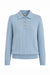 Camille Cashmere Polo Sweater in Powder Blue, front view