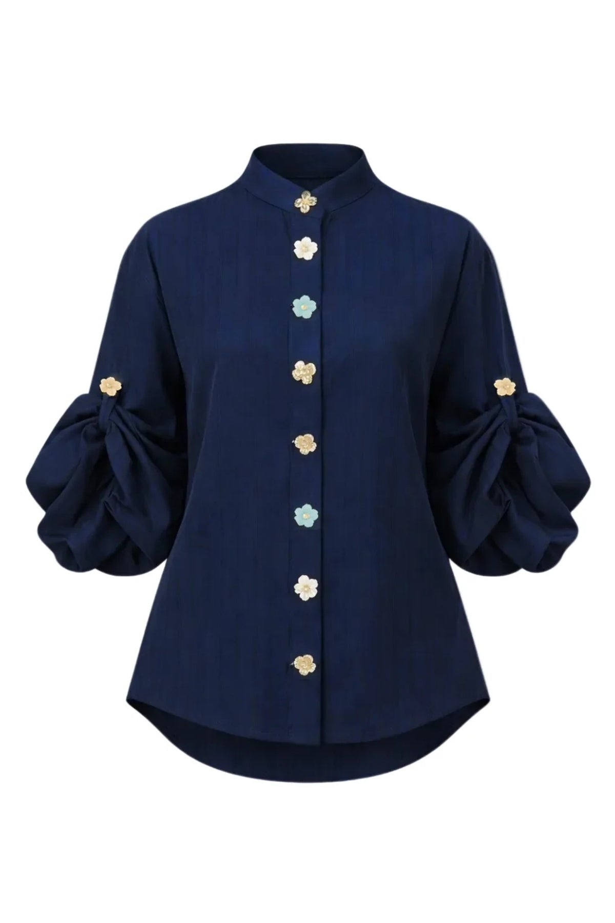 Jardin Cotton Shirt in Ink Blue, front view