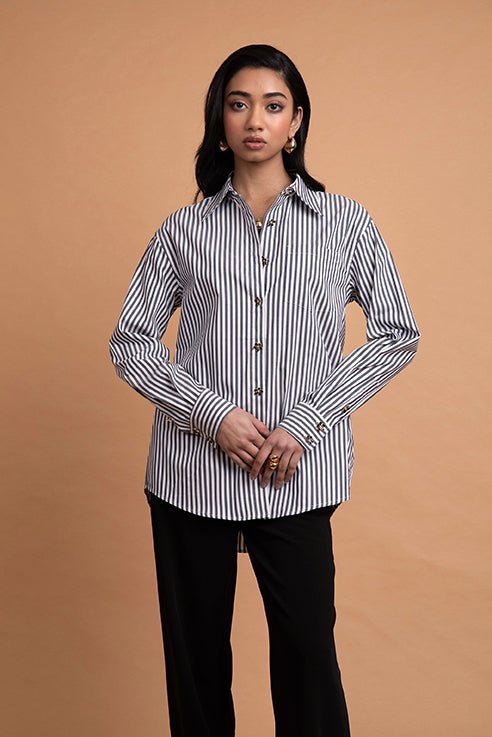Kānuka Shirt Black Stripe (with Personalised Monogram) - Sweepstake Winners™