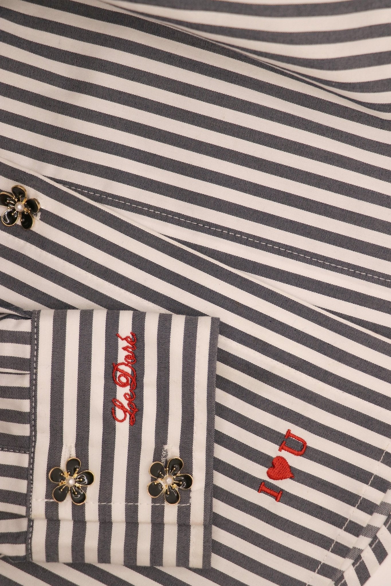 Kānuka Shirt Black Stripe (with Personalised Monogram) - LEDORÉ