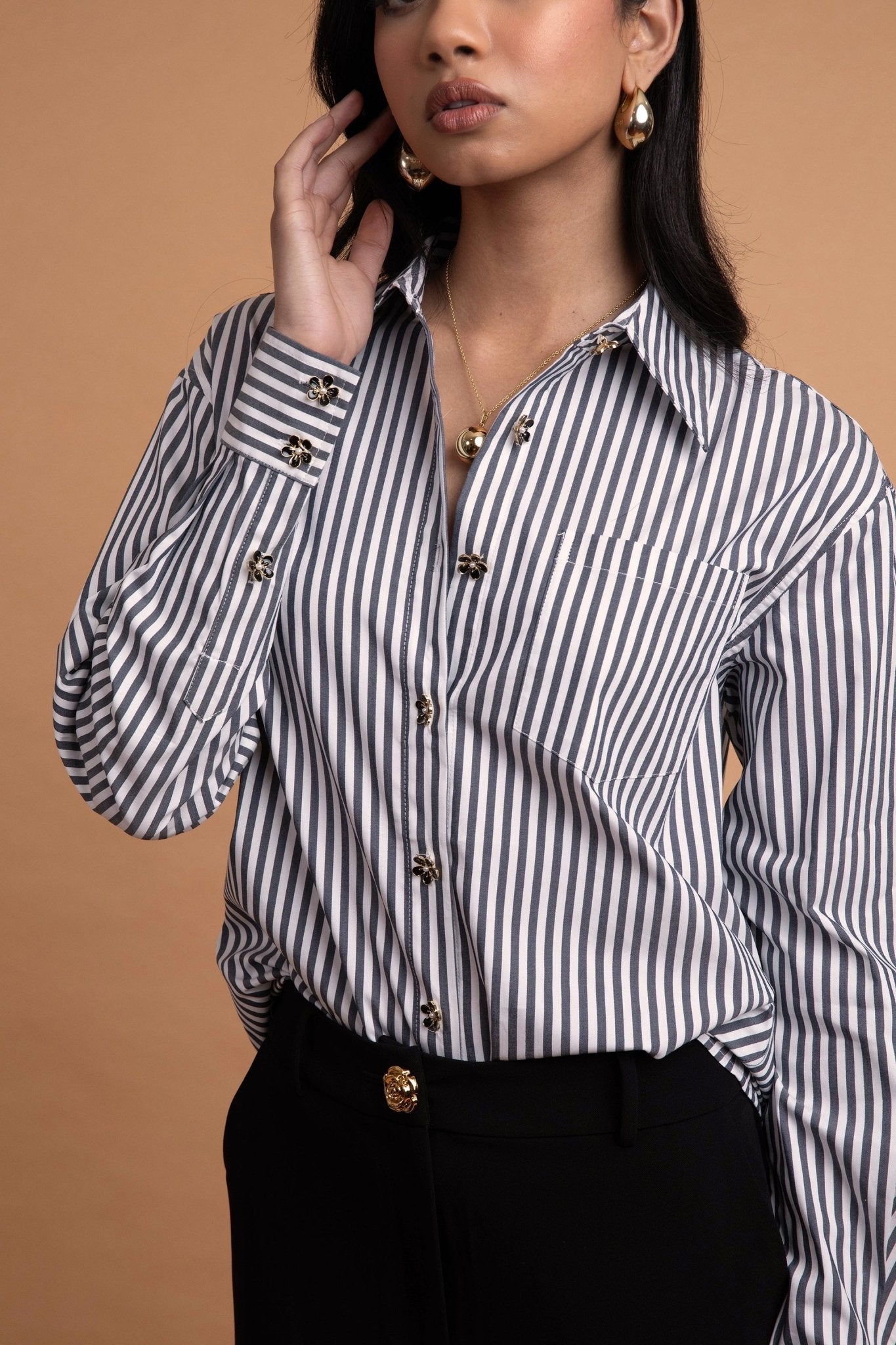 Kānuka Shirt Black Stripe (with Personalised Monogram) - Sweepstake Winners™