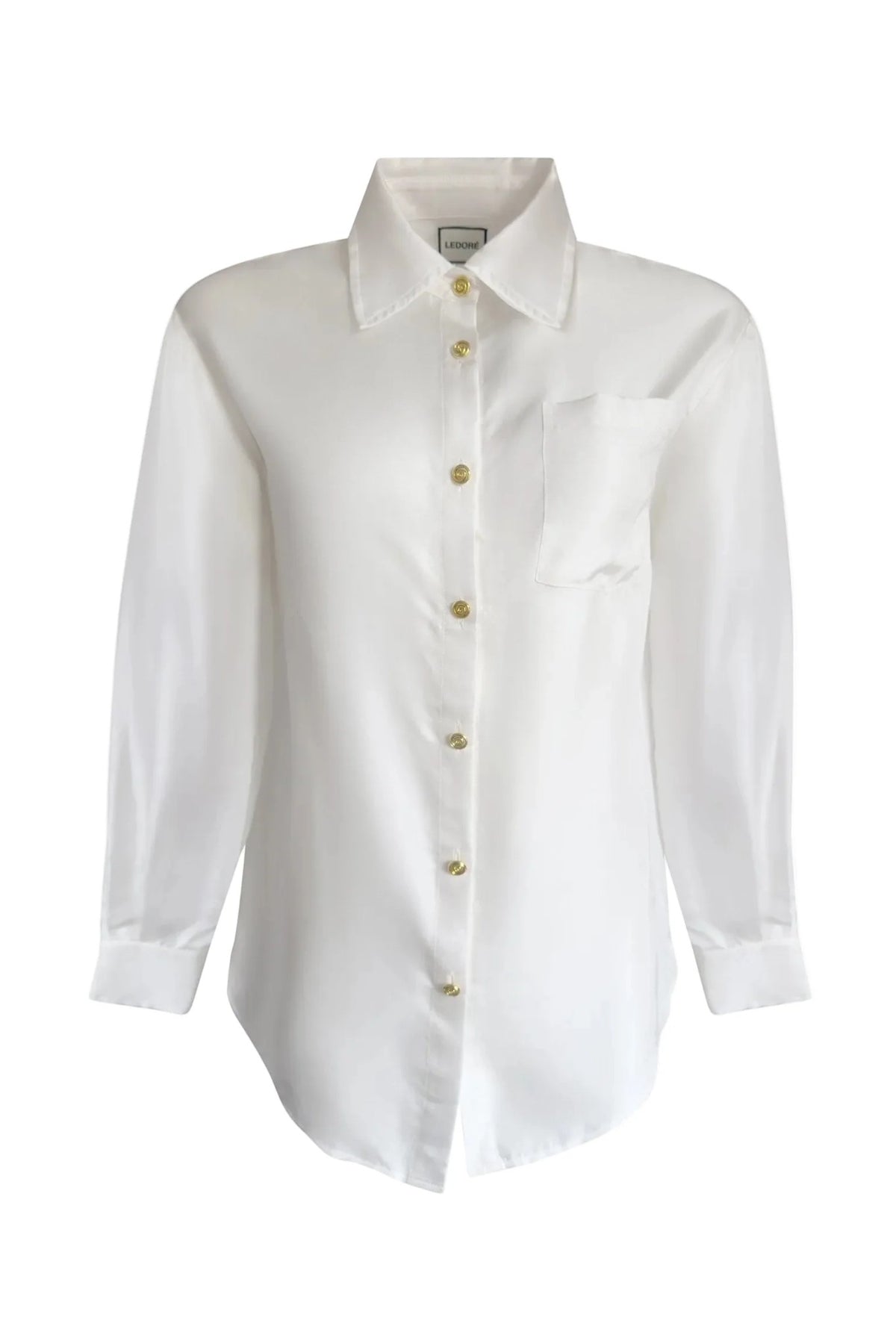 Koru Silk Shirt in White, front view