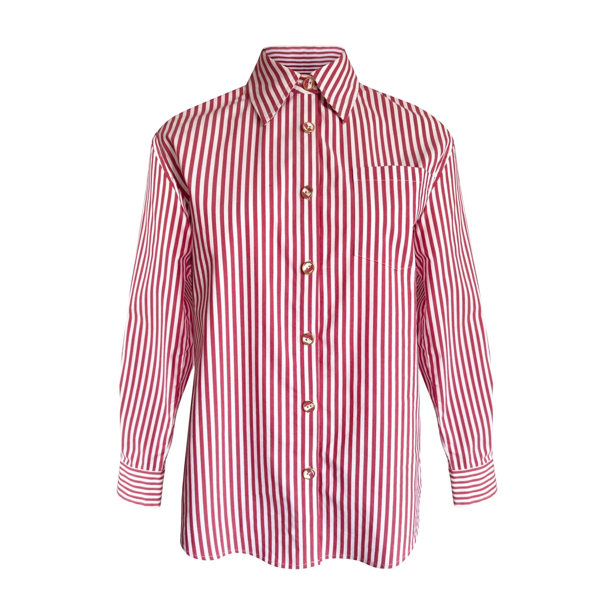 LeDoré Classic Shirt Bordeaux Stripe Cotton - LEDORÉ