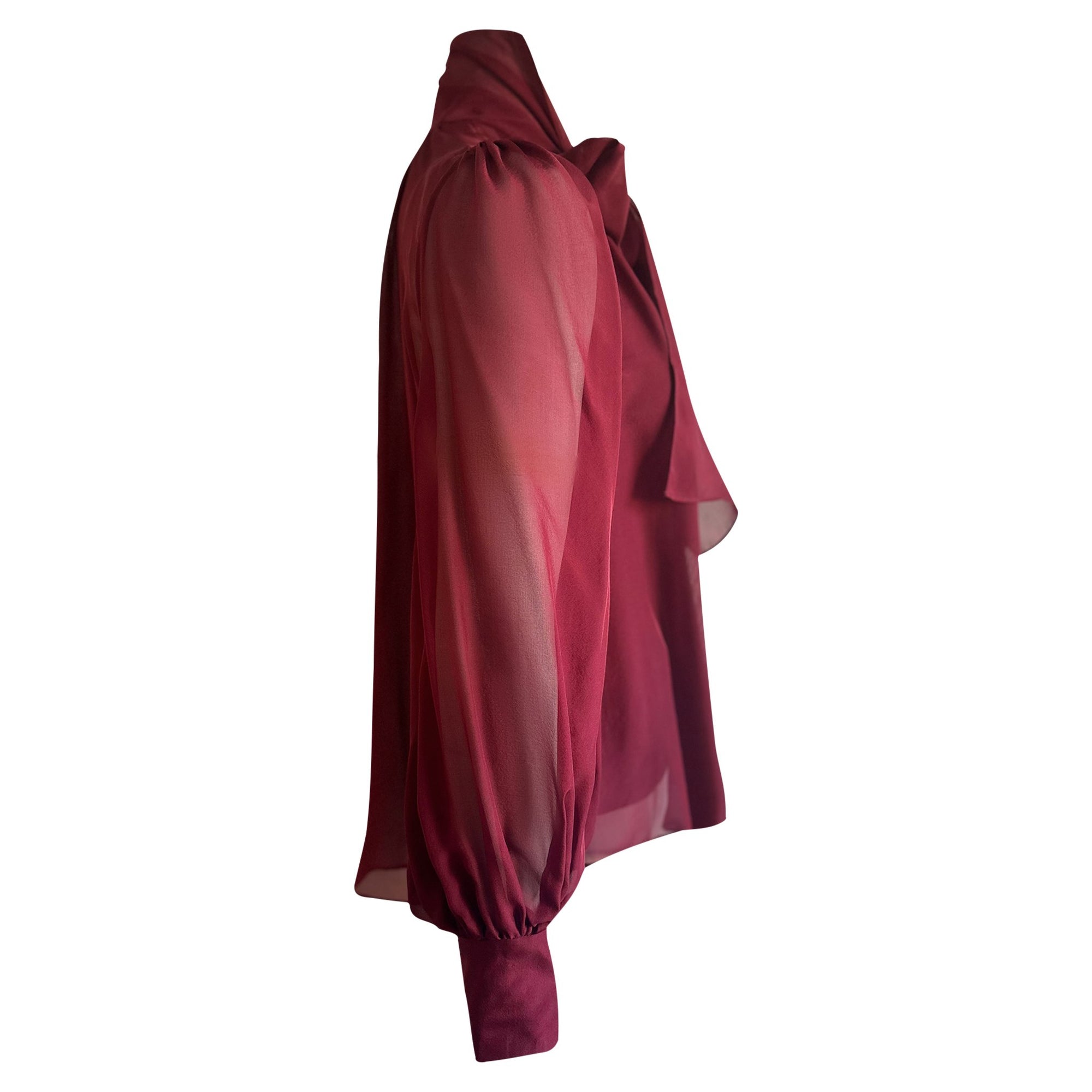LeDoré Isa Pussy Bow Blouse Black Cherry Silk - Sweepstake Winners™