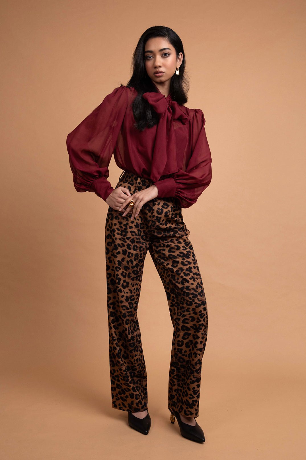 LeDoré Isa Pussy Bow Blouse Black Cherry Silk - Sweepstake Winners™