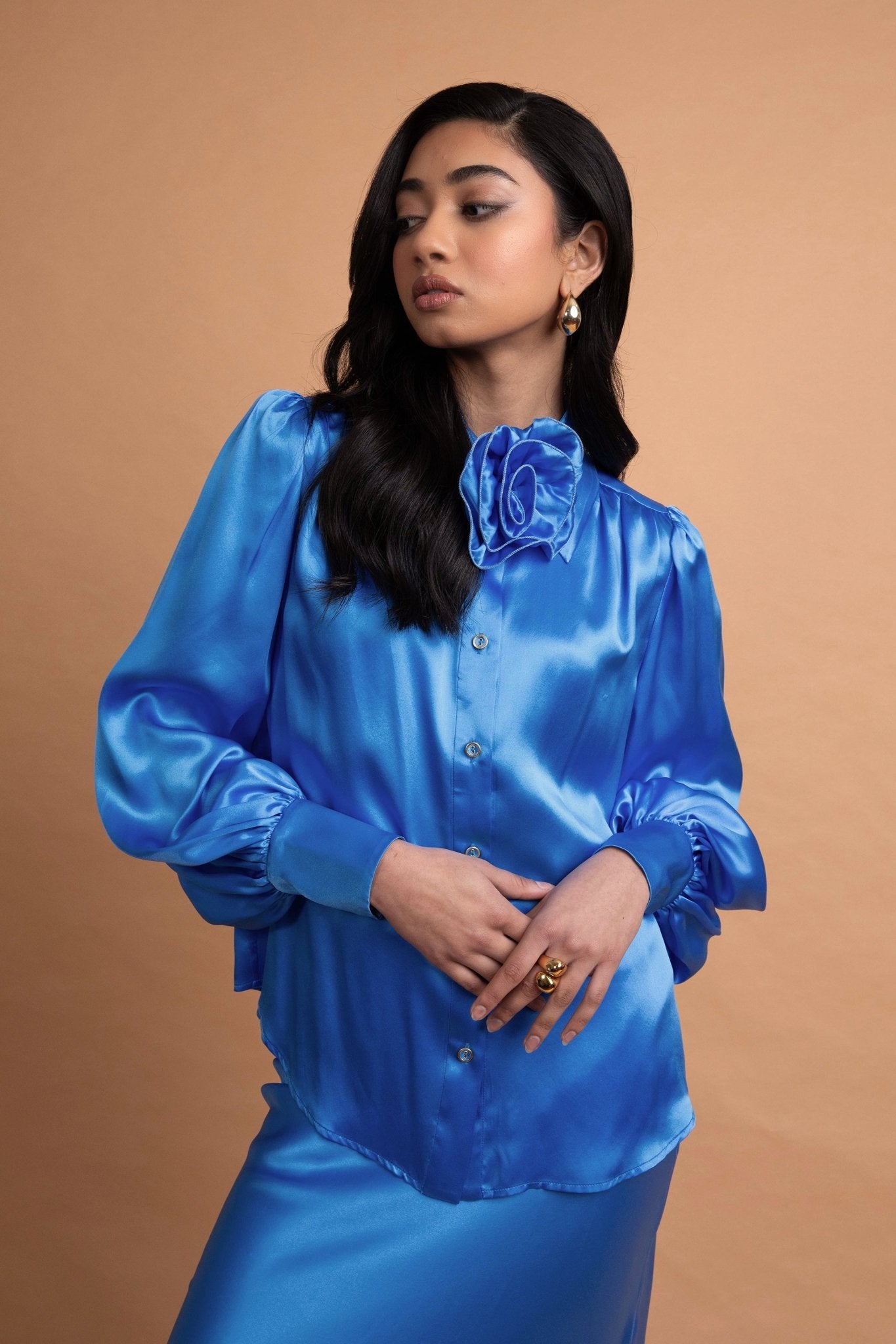 LeDoré Rosette Blouse - Azure Silk - Sweepstake Winners™