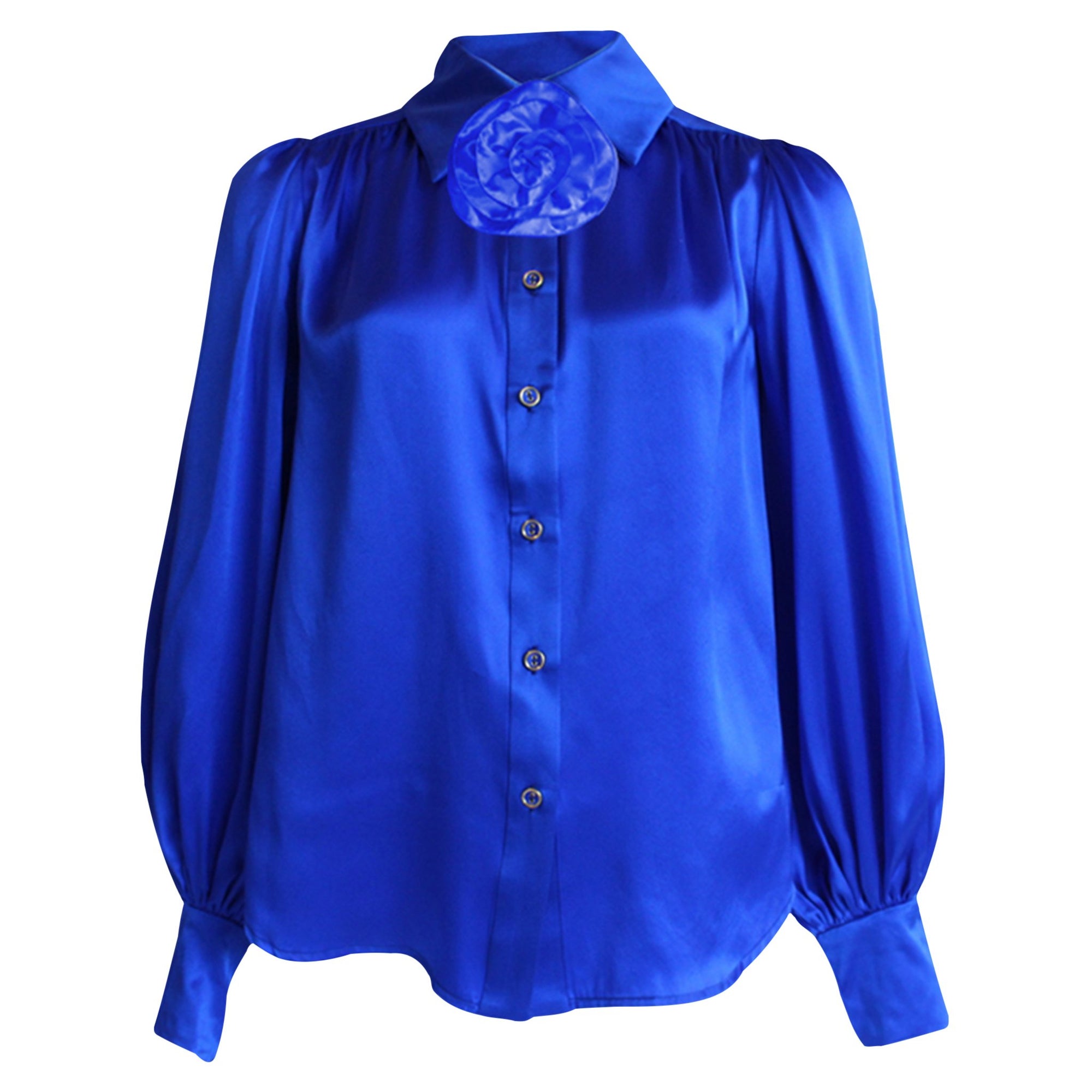 LeDoré Rosette Blouse - Cobalt Silk - Sweepstake Winners™