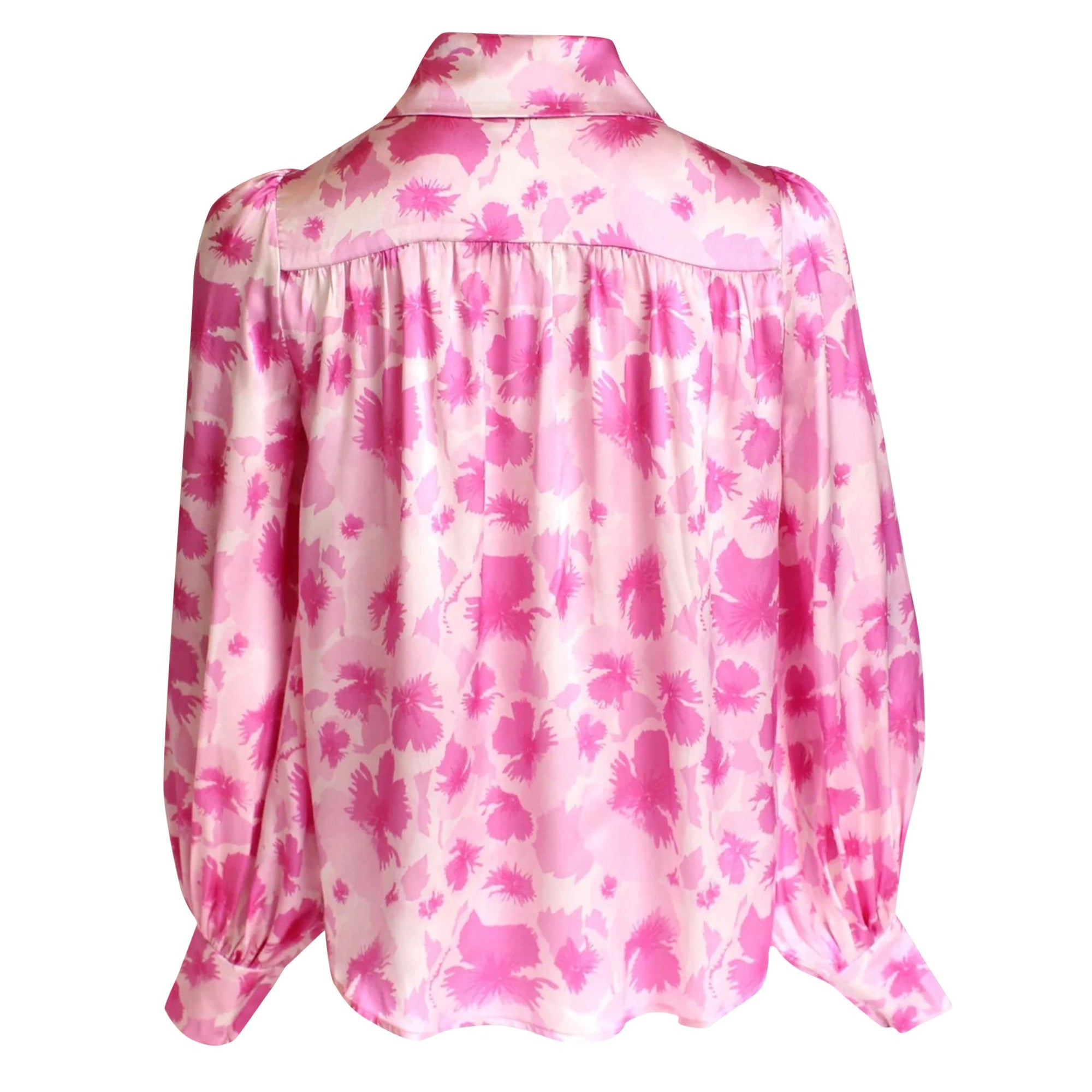 LeDoré Rosette Blouse - Viola Floral Pastel Pink Silk - Sweepstake Winners™