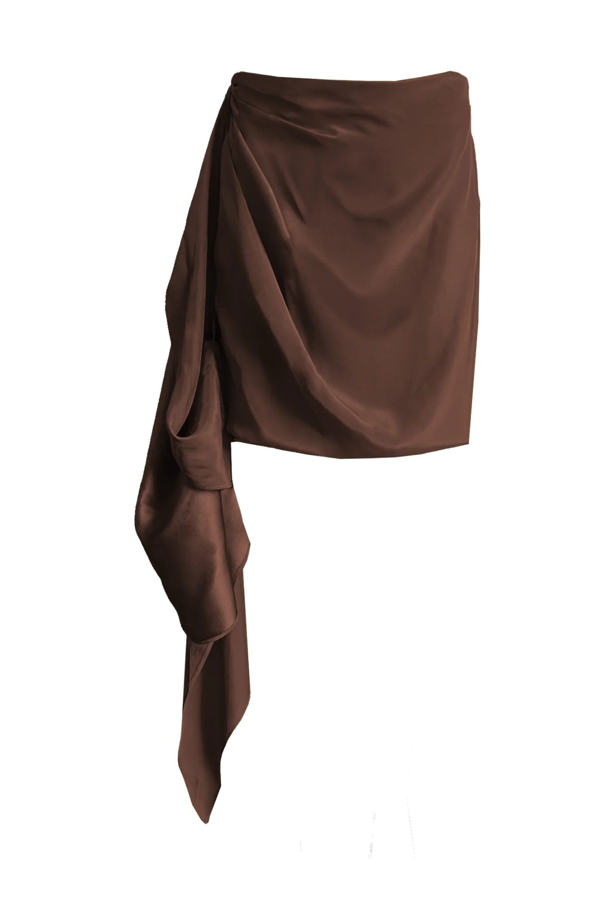 Liberty Draped Silk Skirt in Smokey Quartz, front view