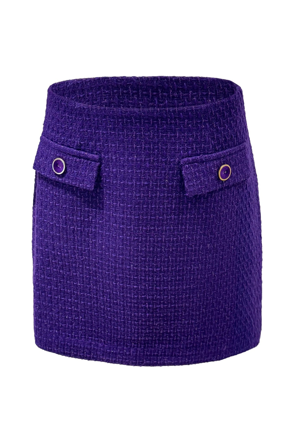 Mabel Tweed Skirt in Purple, front view