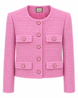 Mabel jacket in bonbon pink tweed front