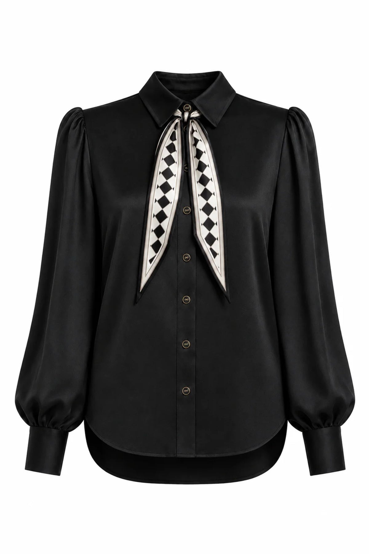 Maggie Tie Silk Blouse in Marble Print, front view