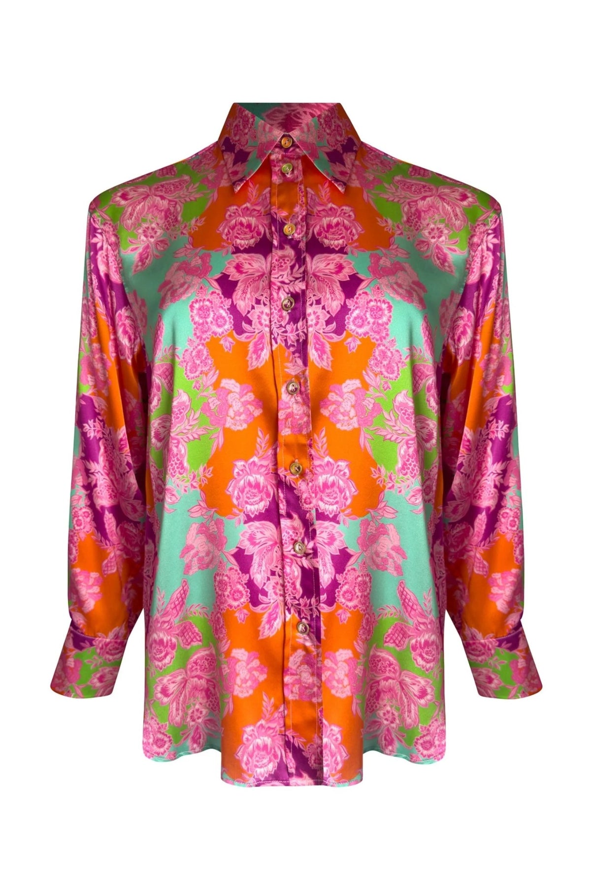 Resort Silk Shirt in Daydream Floral, front view