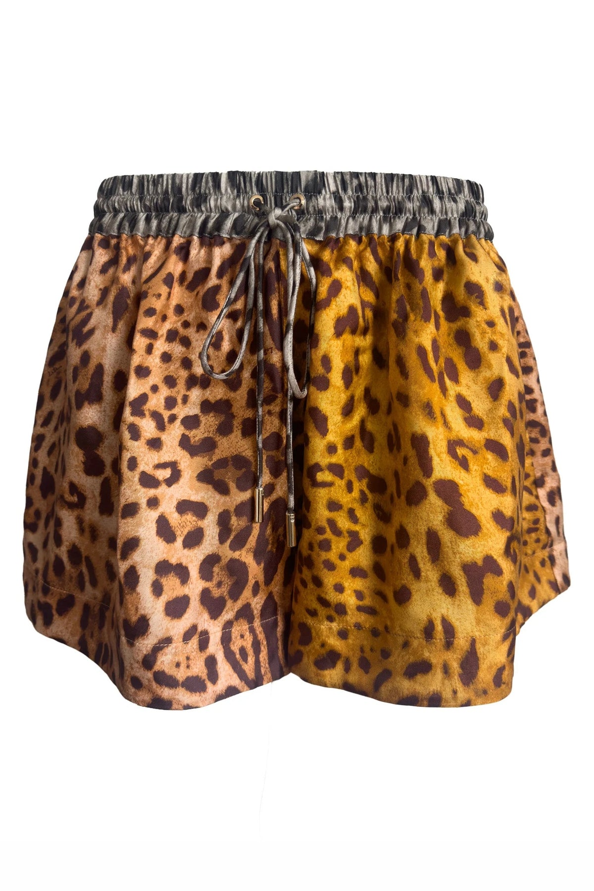 Resort Silk Shorts in Savanna Leopard, front view
